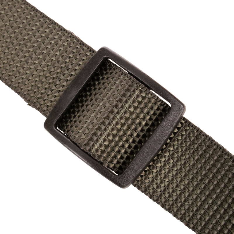 Close-up of the Gunslinger Shotgun Sling, featuring a non-slip pad, buckle, and adjustable 1 nylon strap with swivels for enhanced hunting comfort and control.
