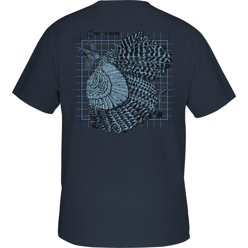 Ol' Tom In Flight T-Shirt featuring a turkey in flight design on the back, crafted from soft cotton-polyester blend for comfort.