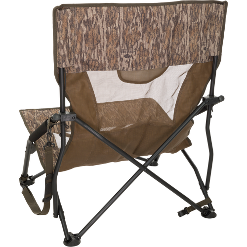 Ultimate Low Profile Turkey Chair: A rugged, foldable Bottomland chair with a comfortable sling-style seat and padded lumbar support. Easy to carry with a lightweight shoulder strap. Perfect for turkey hunting.