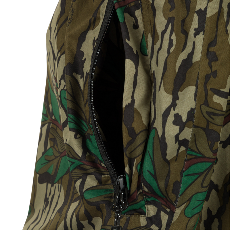 Ultralight Packable Rain Pant with a zipper on a jacket, close-up of fabric, and pattern. Waterproof, windproof & breathable.