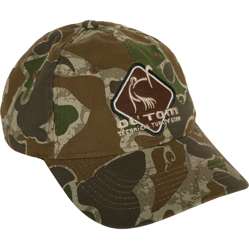 Camo Cotton Ol' Tom Diamond Logo Cap - A mid-profile fit, structured cotton cap with a logo. Features a hook & loop back closure.