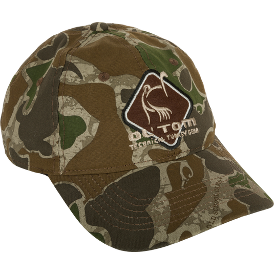 Camo Cotton Ol' Tom Diamond Logo Cap - A mid-profile fit, structured cotton cap with a logo. Features a hook & loop back closure.