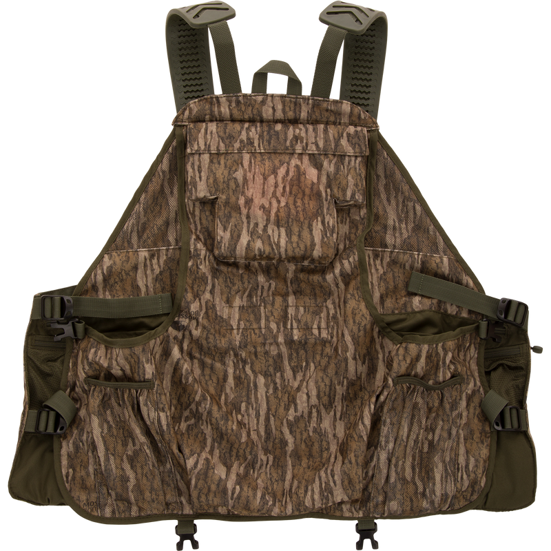 Time & Motion™ Gunslinger Turkey Vest with multiple straps, featuring organized pockets for calls and gear, designed for efficient hunting expeditions.