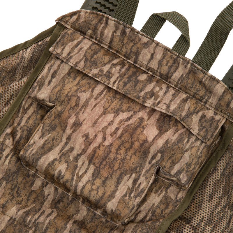 Time & Motion™ Gunslinger Turkey Vest close-up, showcasing its organized strap system and multiple pockets for essential hunting gear.
