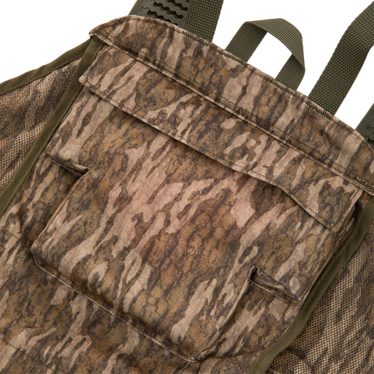 Time & Motion™ Gunslinger Turkey Vest close-up, showcasing its organized strap system and multiple pockets for essential hunting gear.