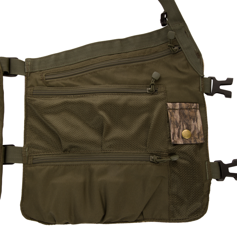 Time & Motion™ Gunslinger Turkey Vest with adjustable black straps and multiple pockets, designed for efficient gear organization and weight distribution.