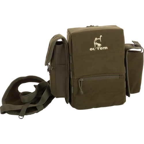 Turkey Chest Pack with logo, featuring a removable bino harness, multiple pockets, and a stowable rain fly, ideal for hunting trips.