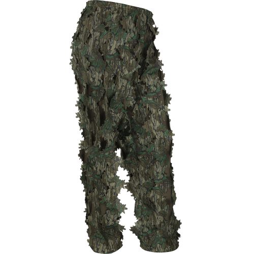 3D Leafy Pant featuring camouflage design with 3D cutouts, breathable mesh, and zippered pass-through pockets, ideal for turkey hunting concealment. Final sale item.