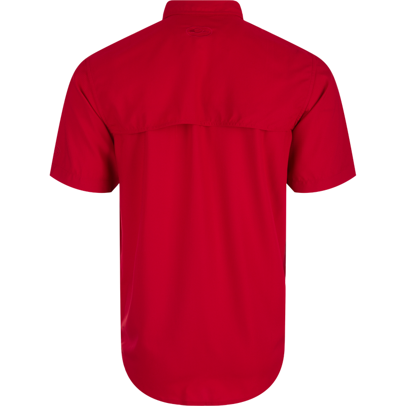 Alabama Frat Dobby Solid Short Sleeve Shirt, a performance top with hidden collar, vented back, and chest pockets.
