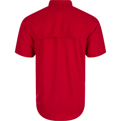 Alabama Frat Dobby Solid Short Sleeve Shirt, a performance top with hidden collar, vented back, and chest pockets.