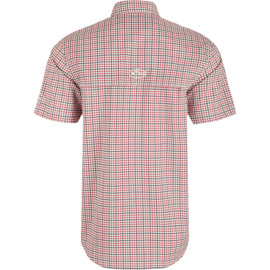 Arkansas Frat Tattersall Shirt with hidden collar, vented back, and chest pockets. Lightweight, stretchy, and quick-drying fabric.