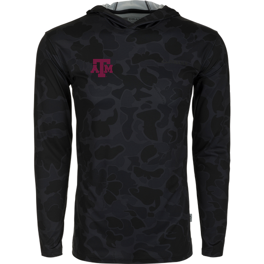 Texas A&M Performance Long Sleeve Camo Hoodie - Lightweight, breathable, and moisture-wicking hoodie with UPF 50 sun protection. Ideal for all weather conditions.