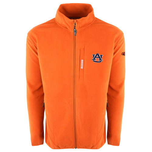 Auburn Full Zip Camp Fleece: midweight, anti-pill, moisture-wicking fleece with Auburn logo on chest, ideal for cool fall days. Final sale at Purewhitelaneshop.