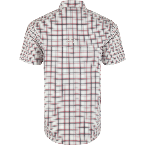 Mississippi State Frat Tattersall Shirt with hidden collar, chest pockets, and vented cape back. Lightweight, stretchy, and UPF30 for sun protection.