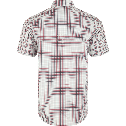 Mississippi State Frat Tattersall Shirt with hidden collar, chest pockets, and vented cape back. Lightweight, stretchy, and UPF30 for sun protection.