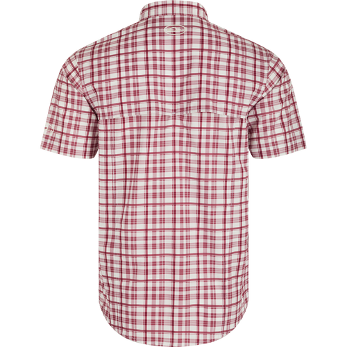 Mississippi State Hunter Creek Windowpane Plaid Shirt, featuring a back view with hidden button-down collar and vented cape back.