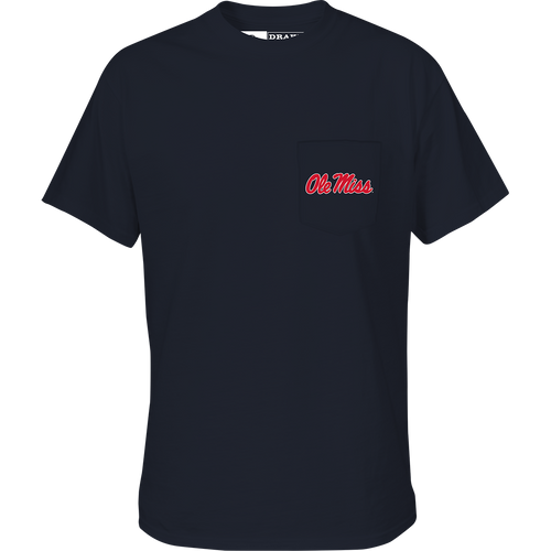 Ole Miss Drake Badge T-Shirt with logo on front pocket