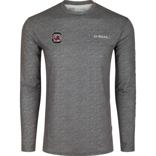 South Carolina Performance Heather Long Sleeve Crew, a lightweight, moisture-wicking shirt with UPF 50 sun protection and quick-drying fabric.