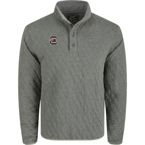 South Carolina Delta Quilted 1/4 Snap Sweatshirt - A midweight, brushed cotton sweatshirt with a logo, elastic cuff, and hem.