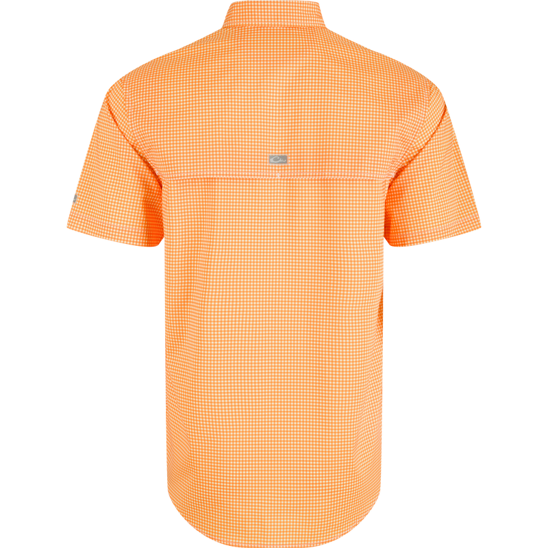Tennessee Frat Gingham Short Sleeve Shirt, a lightweight, moisture-wicking shirt with UPF30 sun protection and hidden button-down collar.