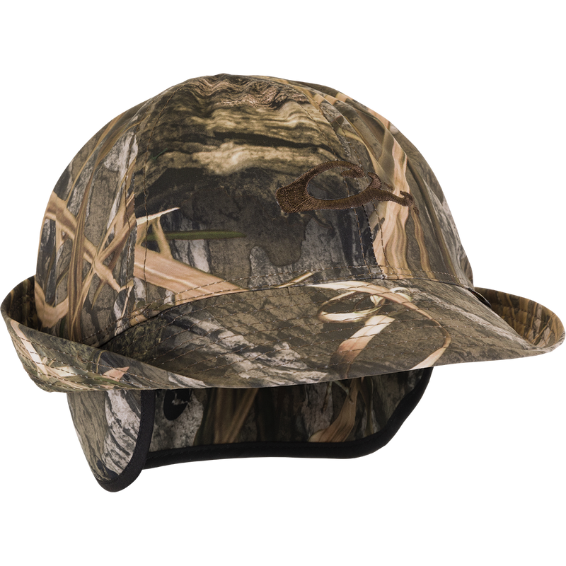 GORE-TEX® Jones Hat: A camouflage hat with a shapeable brim, fold-down ear flaps, and a comfortable elastic headband. Waterproof/breathable with a mesh-lined, non-insulated design.