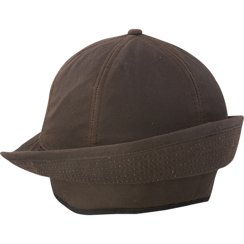 Wax Canvas Jones Hat with shape-able brim, fold-down ear flaps, and Thinsulate® insulation for heat retention.