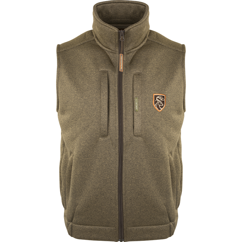 Non-Typical Soft Shell Fleece Vest featuring a deer logo, multiple chest pockets, and high-pile fleece lining for optimal warmth and mobility.