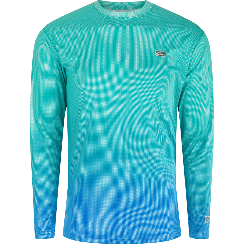 Performance Ombre Dot Long Sleeve Crew - A lightweight, high-tech shirt with cooling, UPF 50, moisture-wicking, and quick-drying features. Ideal for outdoor activities.