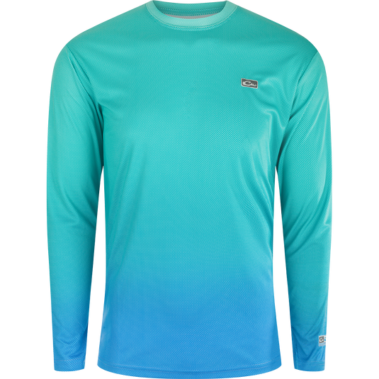 Performance Ombre Dot Long Sleeve Crew - A lightweight, high-tech shirt with cooling, UPF 50, moisture-wicking, and quick-drying features. Ideal for outdoor activities.