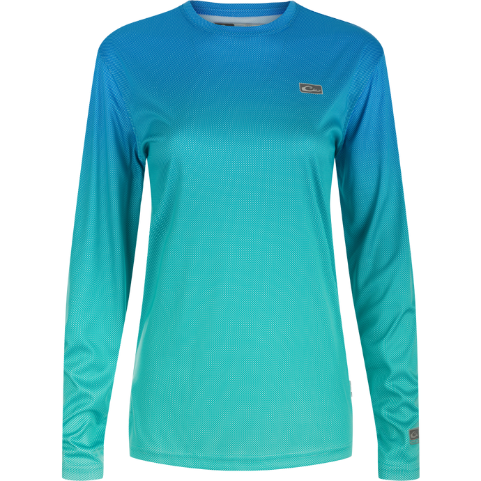 Women's Performance Ombre Dot Crew - A highly efficient, lightweight shirt with cooling, UPF 50, moisture-wicking, and quick-drying technologies. Perfect for water, beach, or any performance activity.