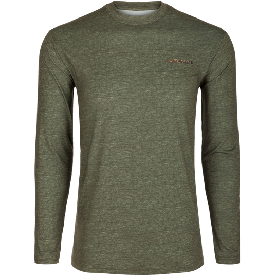 A lightweight, high-performance crew shirt for all weather conditions. Features include Built-In Cooling, UPF 50, Moisture Wicking, Breathable Stretch, and Quick Drying. Perfect for hunting, fishing, or any outdoor activity.