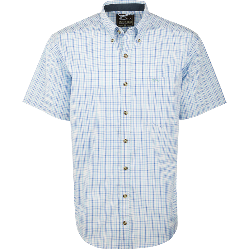 Big Easy Plaid Shirt S/S with button-down collar, StayCool fabric, left chest pocket, ideal for office and camp transitions.