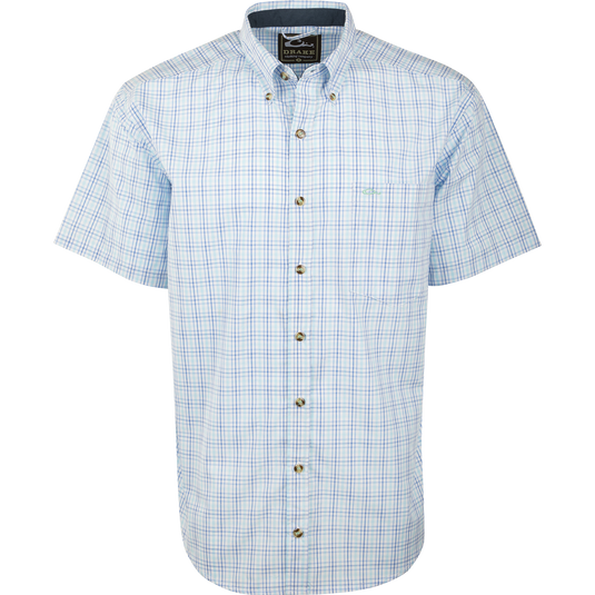 Big Easy Plaid Shirt S/S with button-down collar, StayCool fabric, left chest pocket, ideal for office and camp transitions.