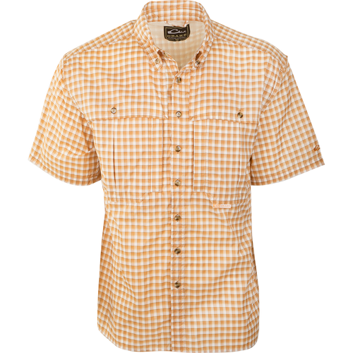 FeatherLite Plaid Wingshooter's Shirt S/S: Lightweight and breathable shirt with a button-down collar, vented back, and large chest pockets.