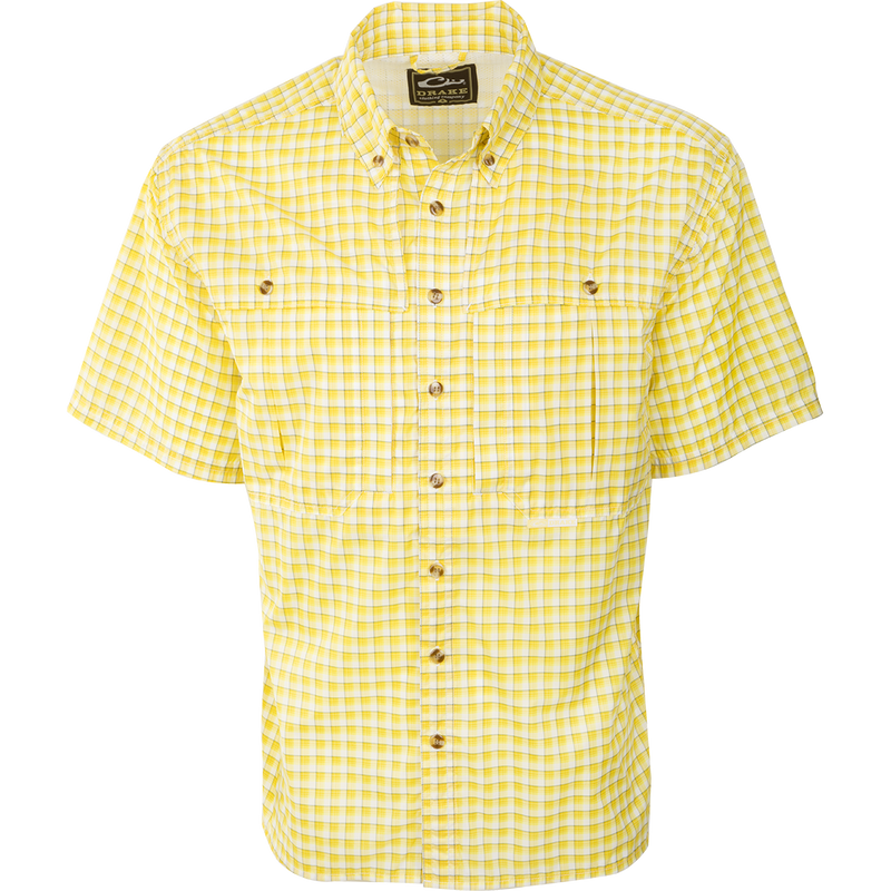 FeatherLite Plaid Wingshooter's Shirt S/S: A lightweight, breathable shirt with a button-down collar, vented back, and large chest pockets.