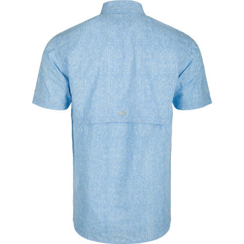 Heritage Heather Shirt S/S: A performance shirt made of 100% polyester micro mesh. Lightweight, moisture-wicking, and quick-drying. Features include a hidden button-down collar, vented cape back, and two chest pockets. Perfect for outdoor activities or office wear.