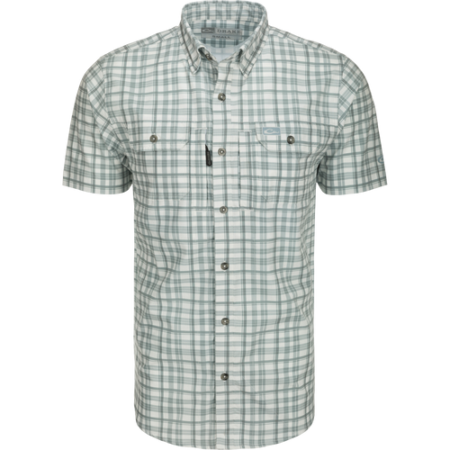 Hunter Creek Window Pane Plaid Shirt S/S: A lightweight, moisture-wicking shirt with hidden button-down collar, vented back, and multiple pockets.