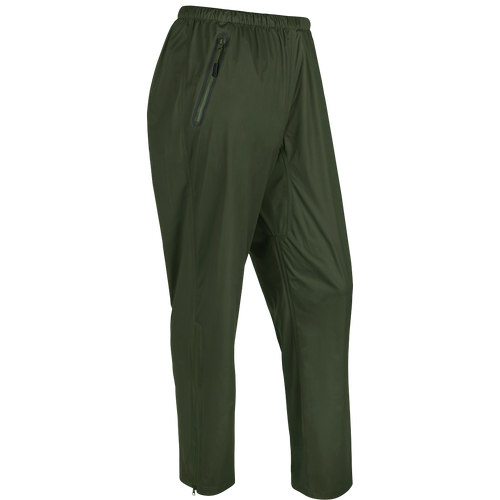 A packable waterproof/windproof pant from Purewhitelaneshop. Ultralight and breathable, perfect for spring showers. Adjustable waist and hood for a customizable fit. Lower leg openings with zippers. Packable in left pocket.