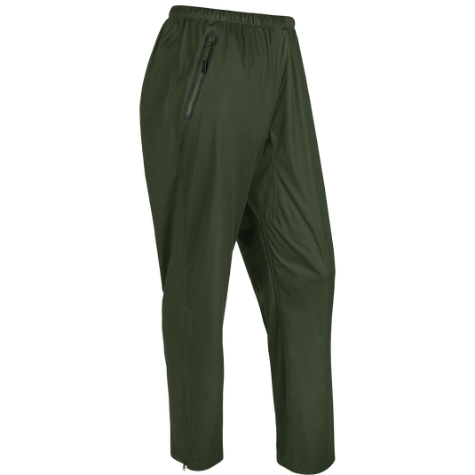 A packable waterproof/windproof pant from Purewhitelaneshop. Ultralight and breathable, perfect for spring showers. Adjustable waist and hood for a customizable fit. Lower leg openings with zippers. Packable in left pocket.