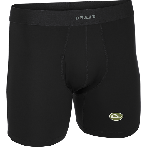Commando Boxer Brief: A black boxer briefs with a logo, offering four-way stretch, moisture-wicking fabric, and a functional fly for ultimate comfort and freedom of movement.