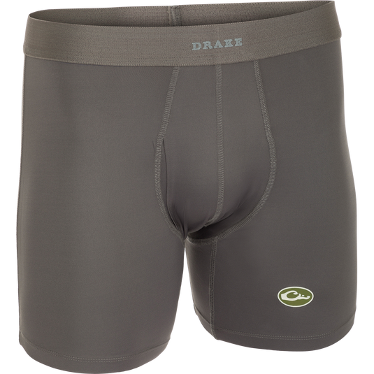 A close-up of the Commando Boxer Brief, a comfortable and stretchy undergarment with moisture-wicking technology and a functional fly.