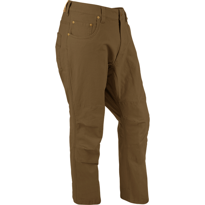 A pair of Drake Stretch Canvas Pants with classic five-pocket design, built-in stretch, and reinforced back leg cuffs for durability.