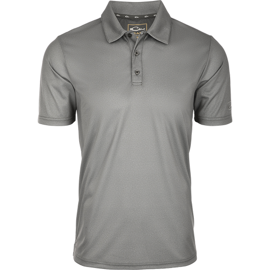 Heather Polo S/S: Timeless silhouette with textured fabric, open sleeves, and split tail hem. Moisture-wicking, quick-drying, and UPF sun protection.