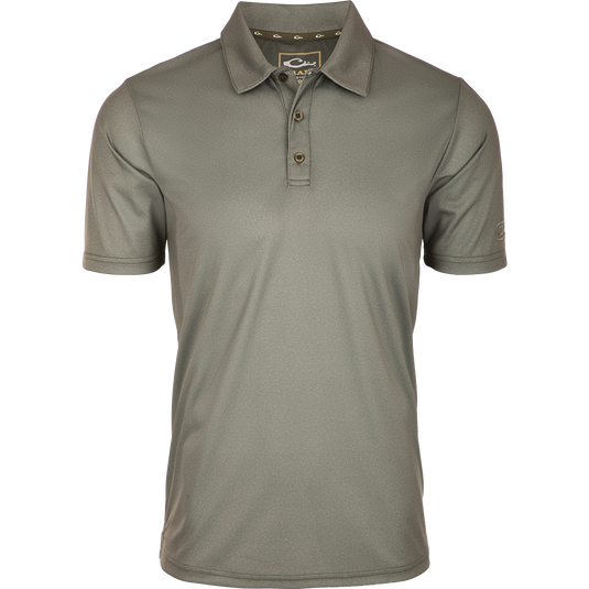 Heather Polo S/S: Timeless silhouette with textured fabric, open sleeves, and split hem. Moisture-wicking, quick-drying, and UPF sun protection.