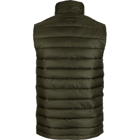 Solid Double-Down Vest: A midweight, insulated polyester vest with a drawcord waist and YKK zippered pockets. Stay warm and stylish on the go!