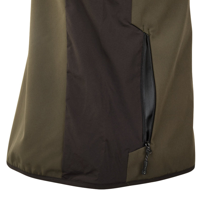 A close-up of the EST Windproof Tech Vest, featuring a black zipper and small internal zippered chest pocket. This vest is perfect for blocking winds and providing warmth without bulk. Ideal for outdoor activities or casual wear.