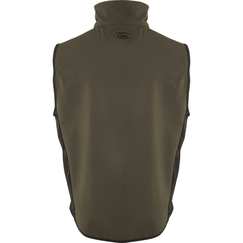 Back of EST Windproof Tech Vest, a high-quality hunting gear product from Purewhitelaneshop. The vest features a windproof barrier, lightweight design, and multiple pockets. Perfect for both field use and everyday wear.