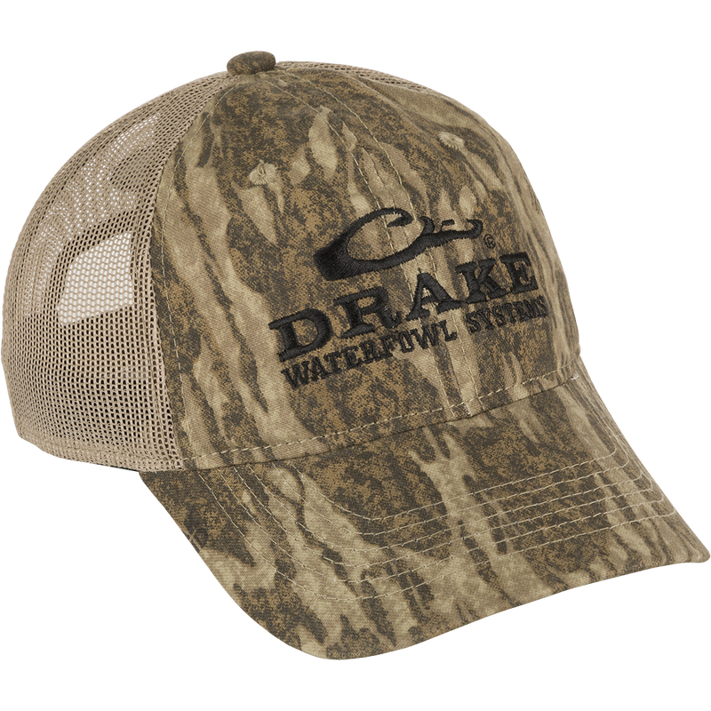 A lightweight Mesh Back Camo Cap with adjustable fit and breathable cotton/mesh construction. Perfect for outdoor trips.