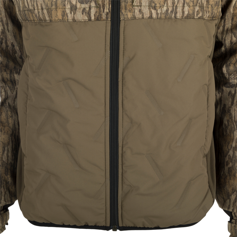 LST Guardian Flex Double Down Eqwader Full Zip jacket with waterproof upper body, polyester insulation, and abrasion-resistant matte finish. Stay warm and dry in any conditions.