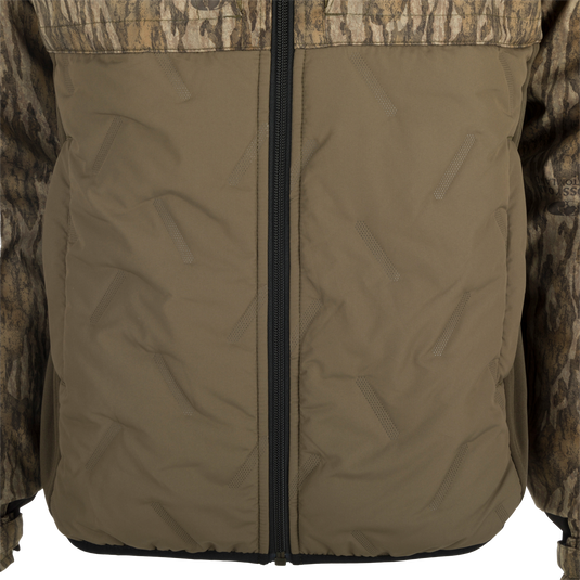 LST Guardian Flex Double Down Eqwader Full Zip jacket with waterproof upper body, polyester insulation, and abrasion-resistant matte finish. Stay warm and dry in any conditions.